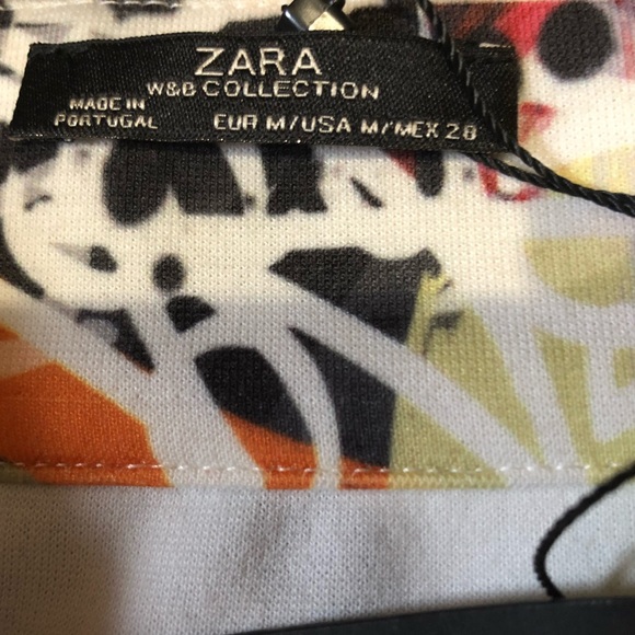 Zara Asymmetrical Graffiti Skirt with Overlay Sz M - Picture 7 of 9
